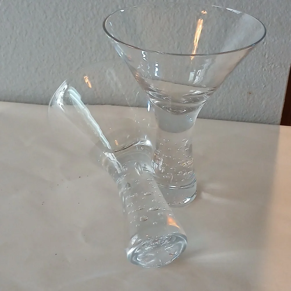 Elegant Clear Bubble Glass Martini Set